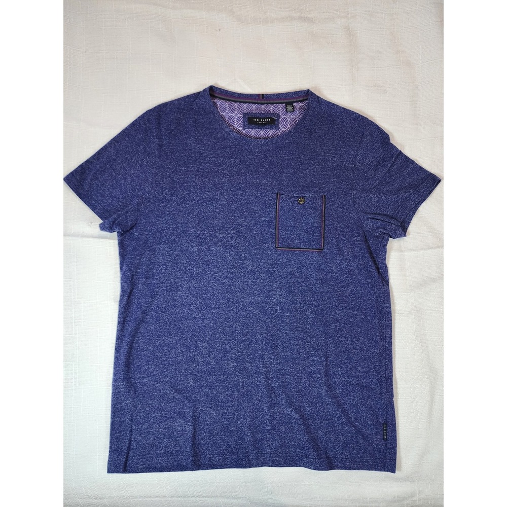 Ted Baker London Mens Space-Dye Knit Pocket T-Shirt Purple Sz 4 L Large